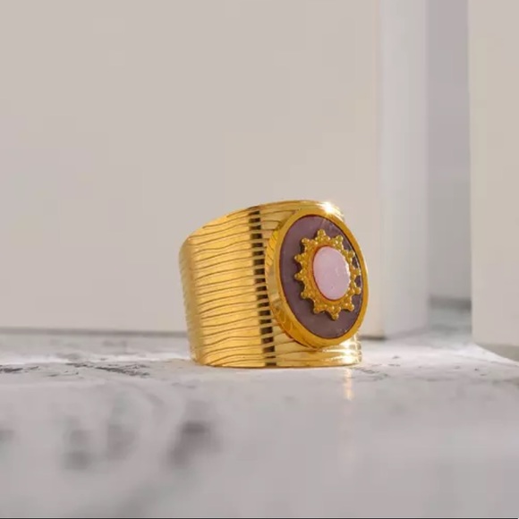 💛Gold Plated crystal open ring - Picture 4 of 8